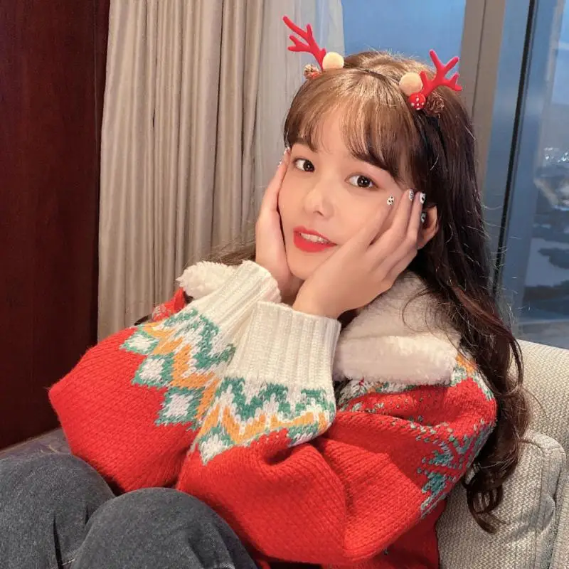 1/3/5PCS Christmas Christmas Headband Elastic Headband Headwear Cloth Hairpin Exquisite Workmanship Christmas Hair Band Plastic